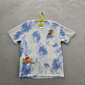 Disney Parks Men Shirt M White Tie Dye Lion King Pumbaa Timon Tee Pocket